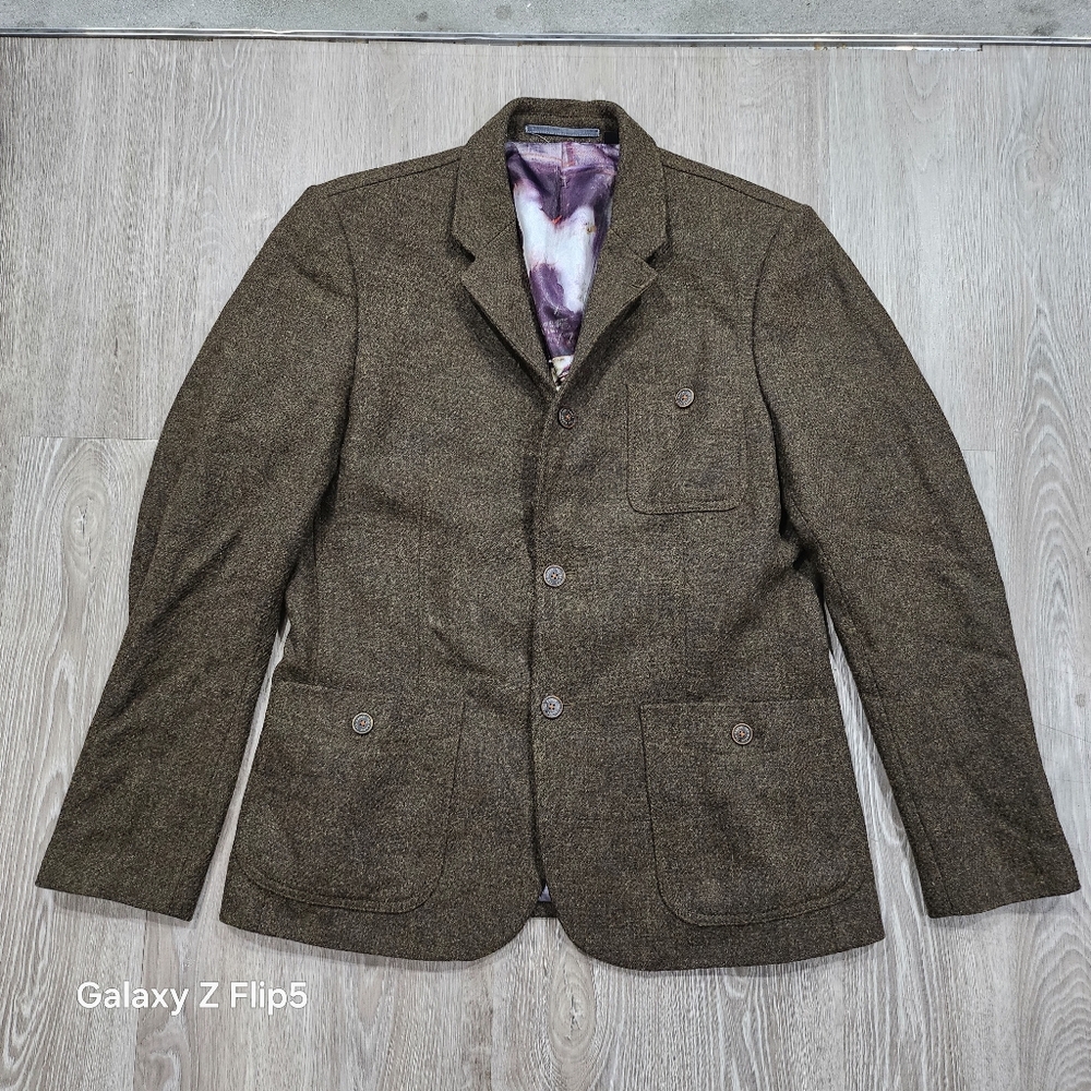 Ted Baker London Wool Blend Herringbone Sports Coat Blazer Jacket